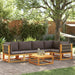 6-delige tuinbankset met kussens acaciahout & touw