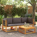 3-delige tuinbankset met kussens acaciahout & touw