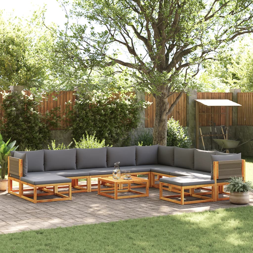 11-delige tuinbankset met kussens acaciahout & touw