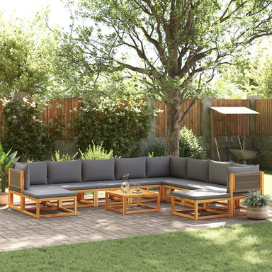 11-delige tuinbankset met kussens acaciahout & touw