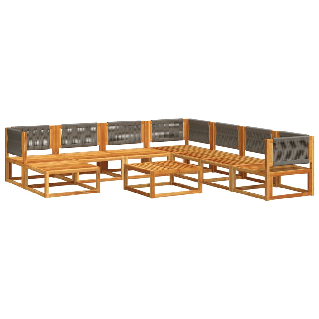 9-delige tuinbankset met kussens acaciahout & touw