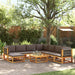 9-delige tuinbankset met kussens acaciahout & touw