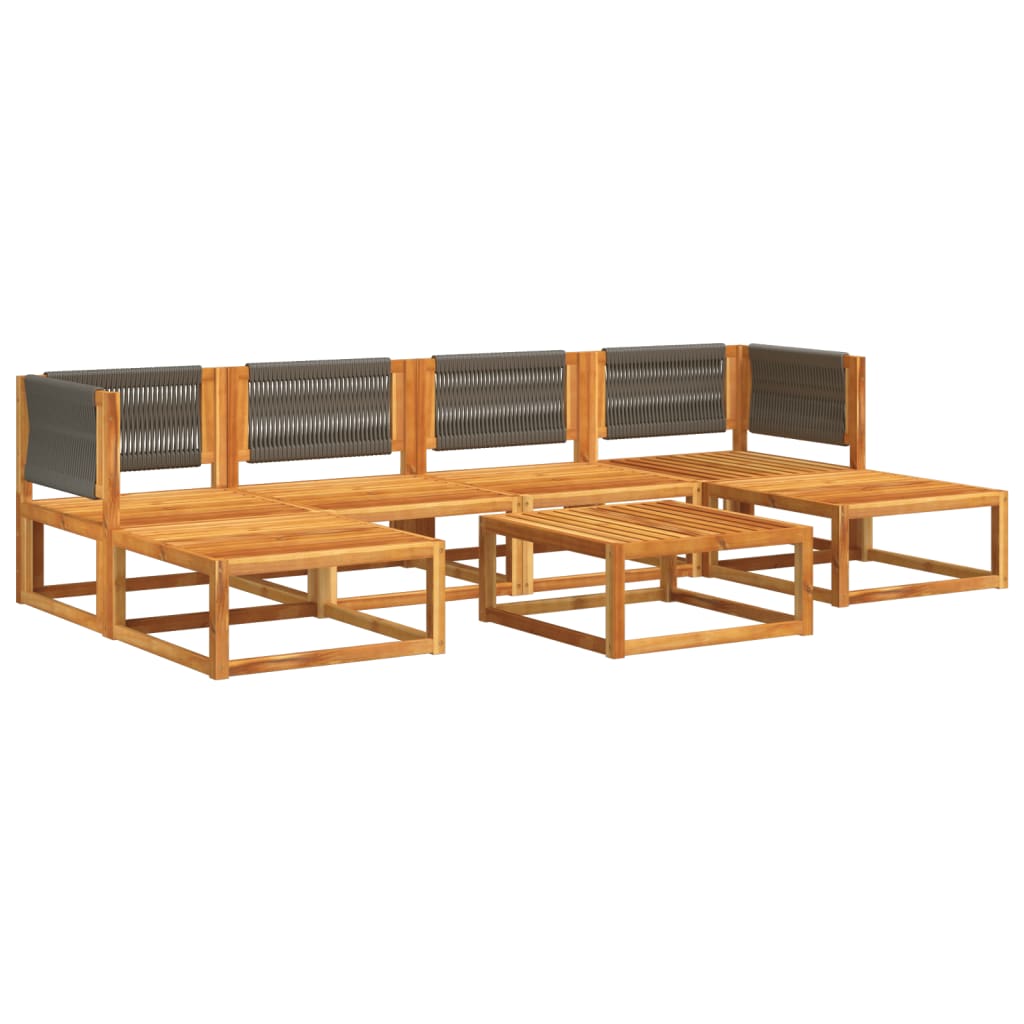 7-delige tuinbankset met kussens acaciahout & touw