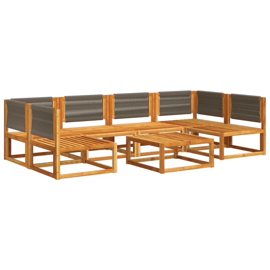 7-delige tuinbankset met kussens acaciahout & touw