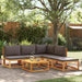 6-delige tuinbankset met kussens acaciahout & touw