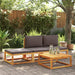 4-delige tuinbankset met kussens acaciahout & touw