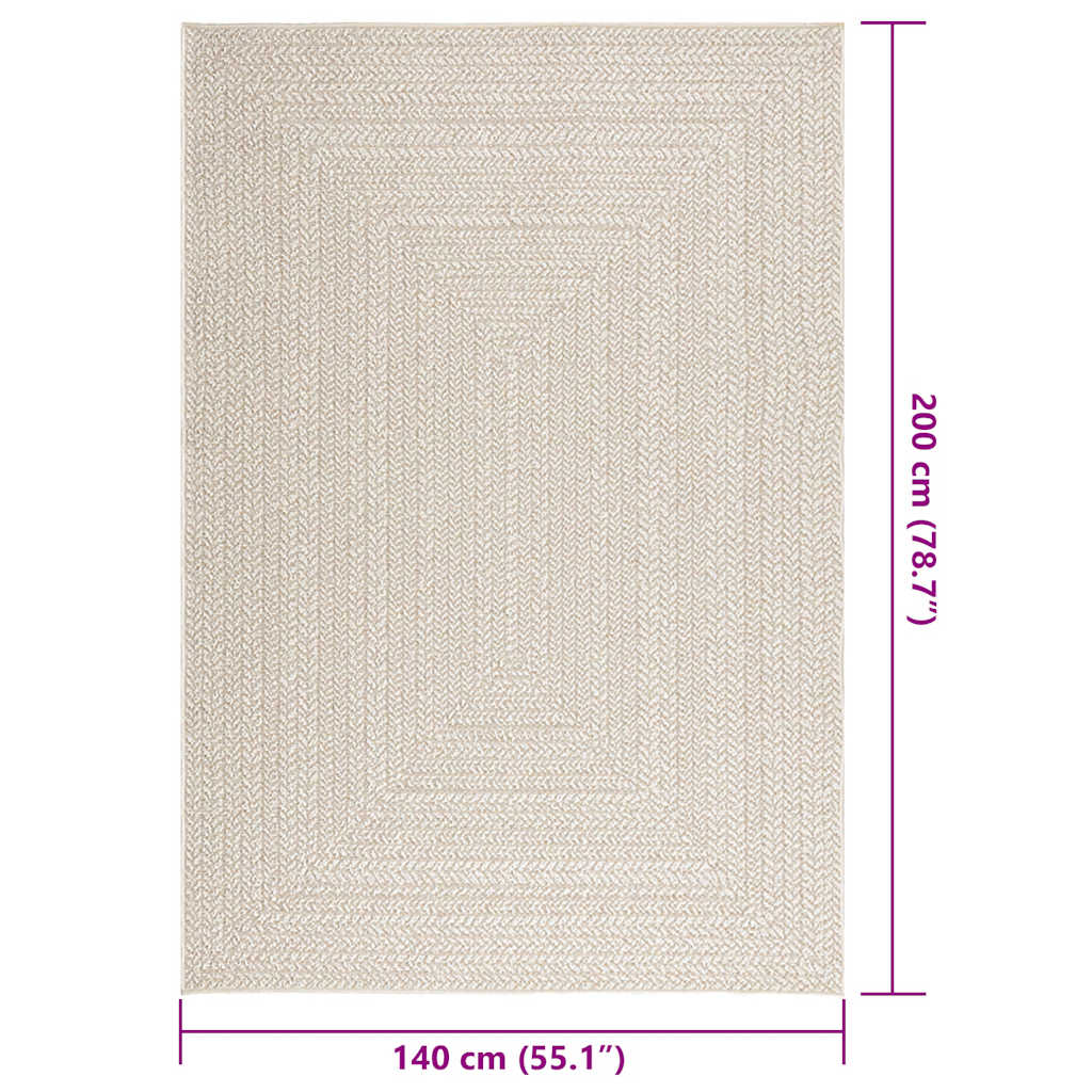 Vloerkleed ZIZUR room binnen en buiten 140x200 cm jute look