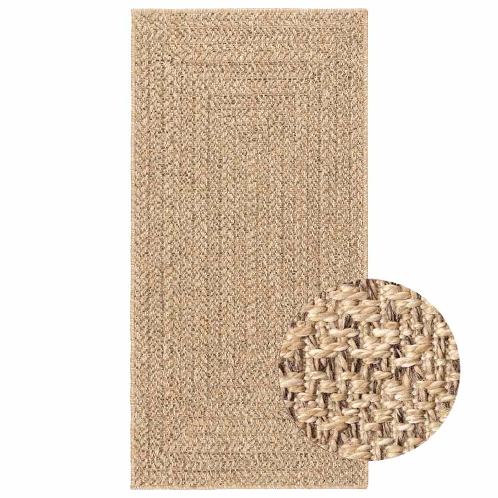 Vloerkleed ZIZUR beige binnen en buiten 60x110 cm jute look