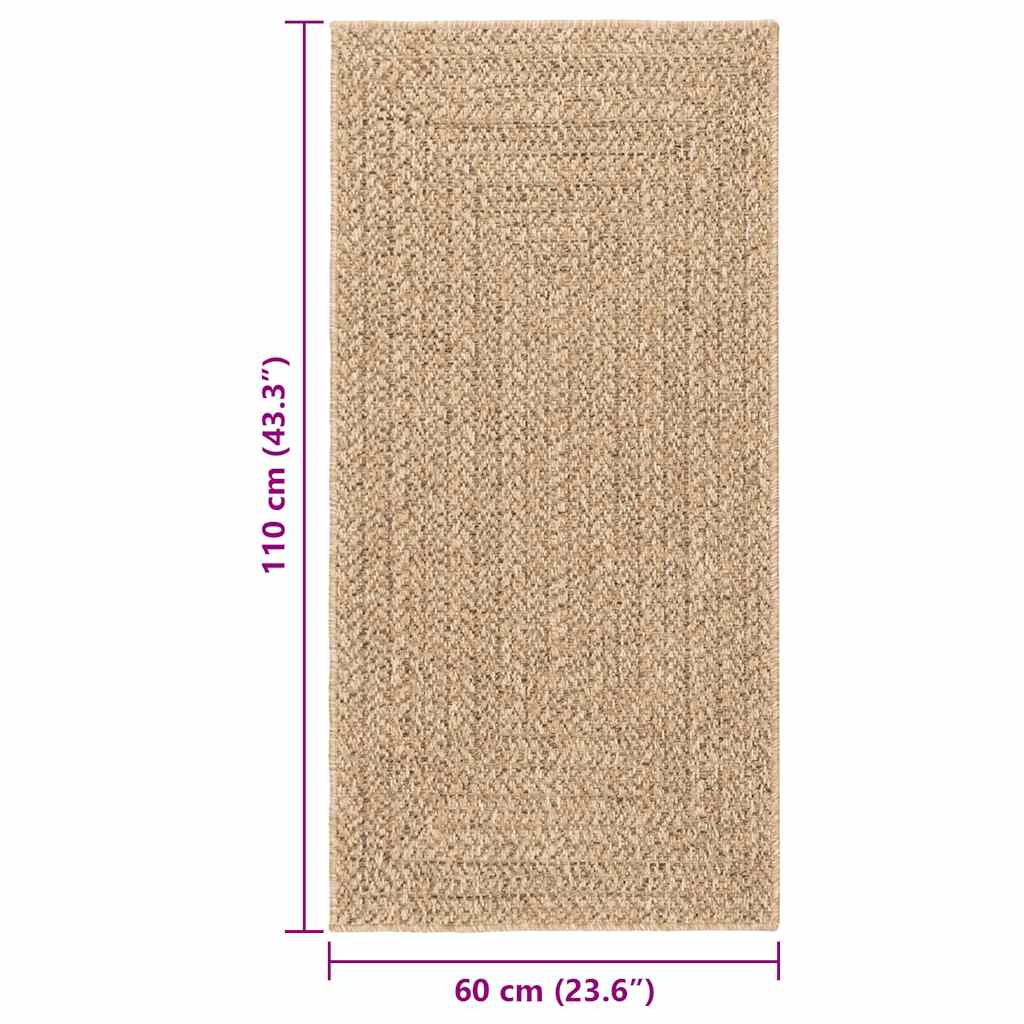 Vloerkleed ZIZUR beige binnen en buiten 60x110 cm jute look