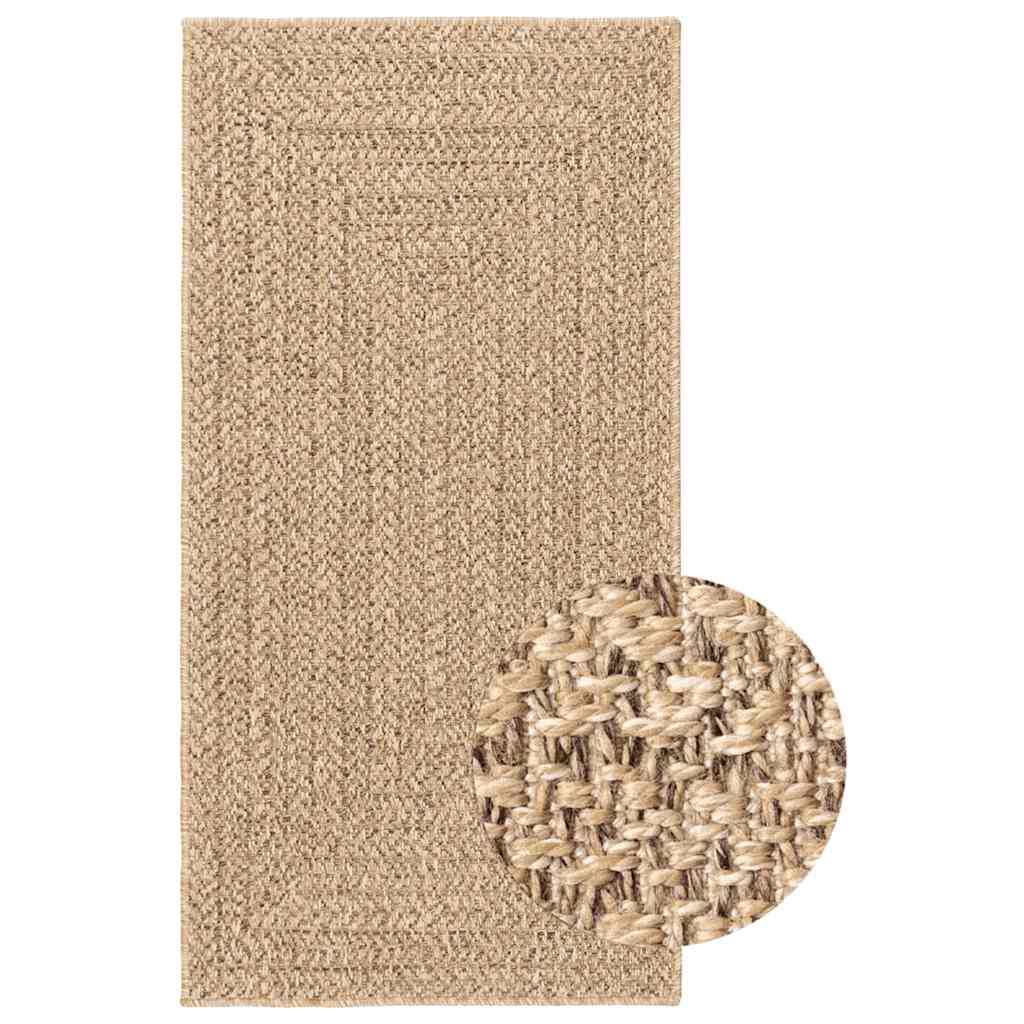 Vloerkleed ZIZUR beige binnen en buiten 80x250 cm jute look