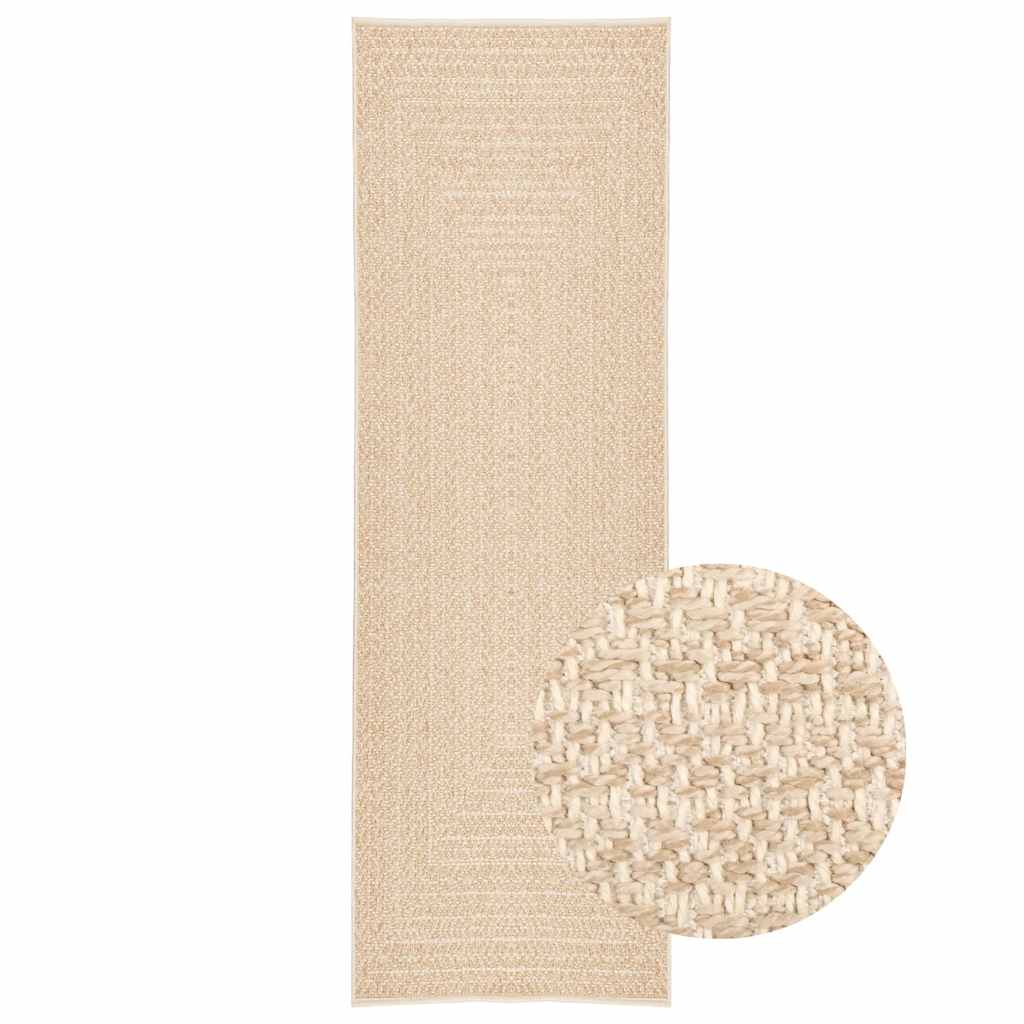 Vloerkleed ZIZUR beige binnen en buiten 80x250 cm jute look