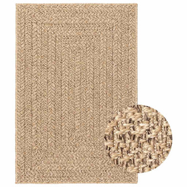 Vloerkleed ZIZUR beige binnen en buiten 120x120 cm jute look