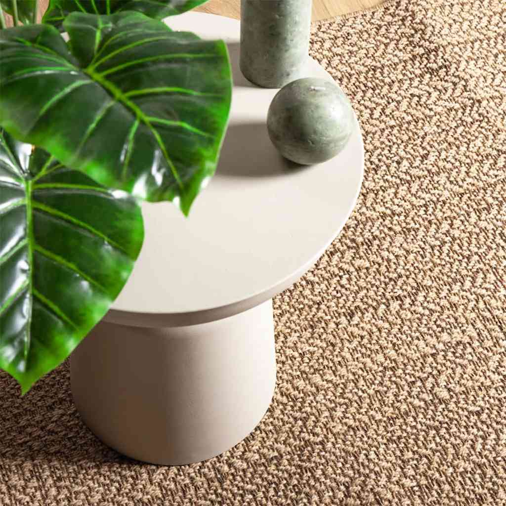 Vloerkleed ZIZUR beige binnen en buiten 120x120 cm jute look