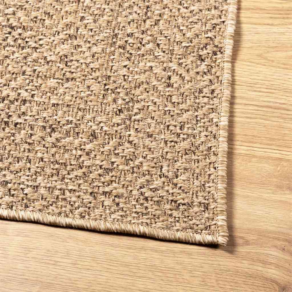 Vloerkleed ZIZUR beige binnen en buiten 120x120 cm jute look