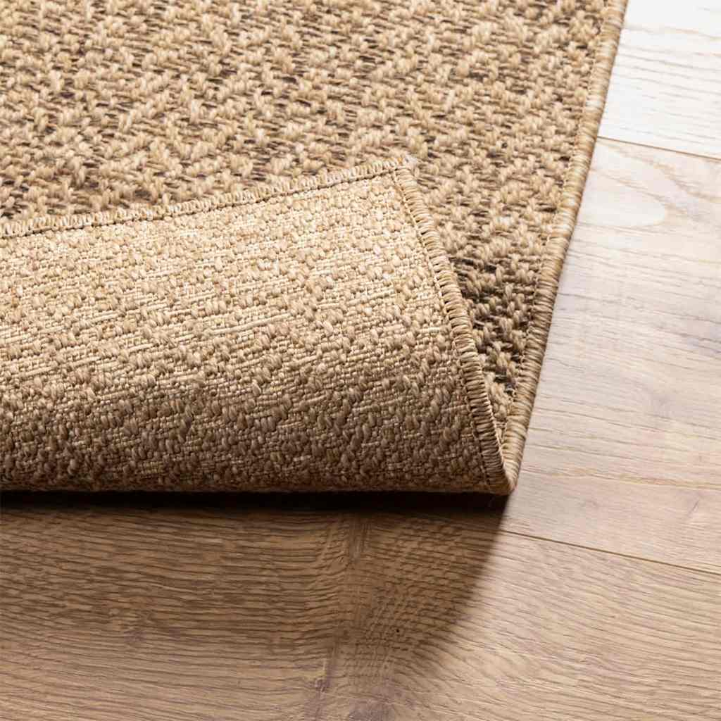 Vloerkleed ZIZUR beige binnen en buiten 120x120 cm jute look