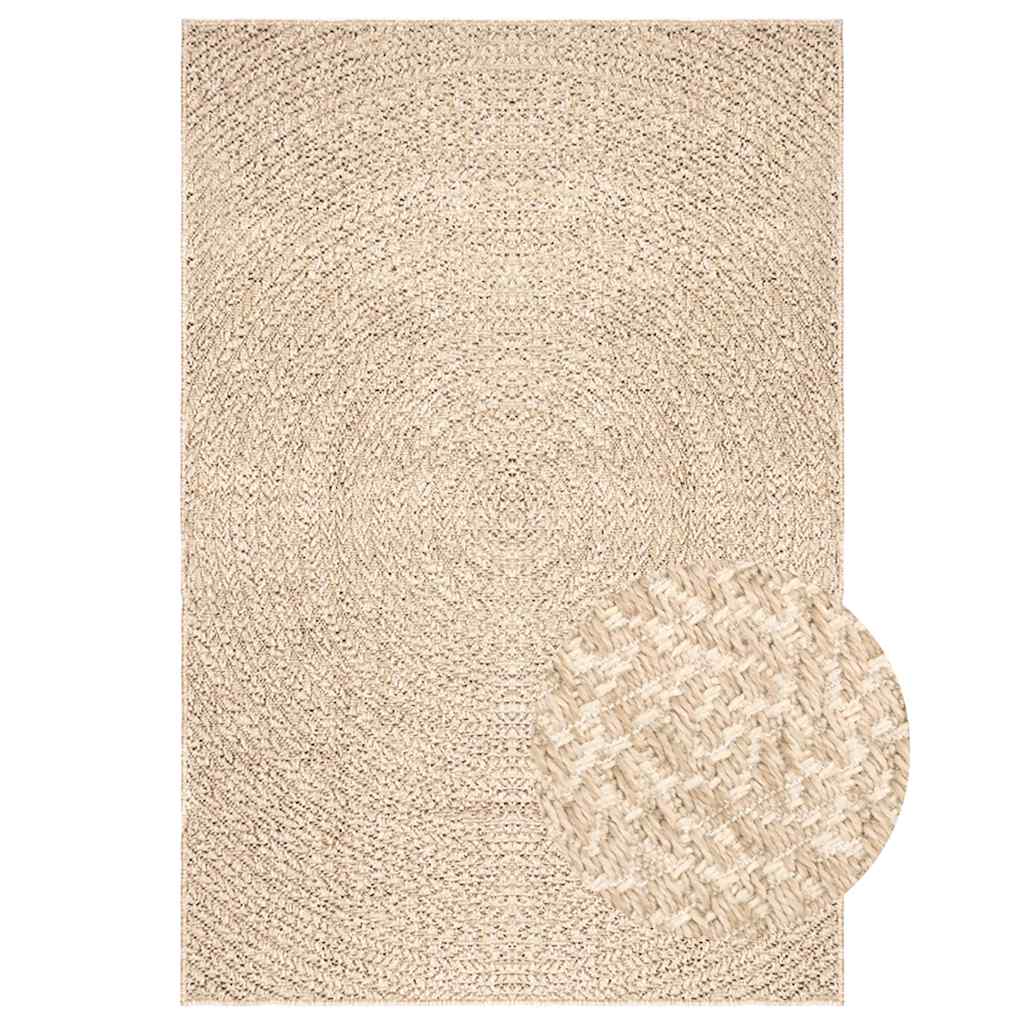 Vloerkleed ZIZUR beige binnen en buiten 140x200 cm jute look