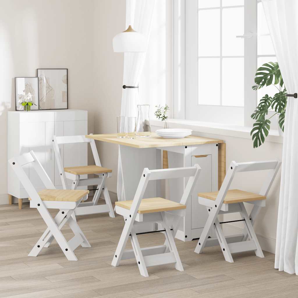 Eetkamerstoelen 4 st Corona inklapbaar massief grenenhout wit