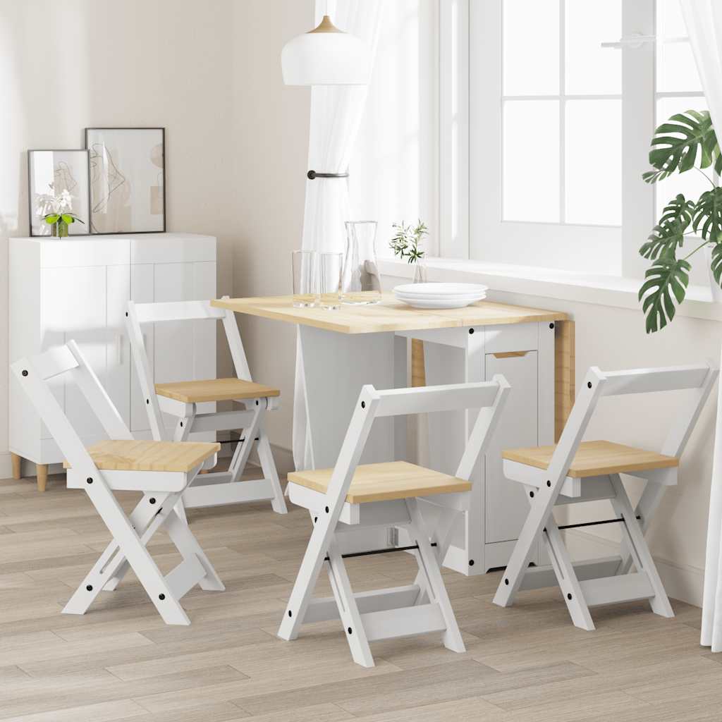 Eetkamerstoelen 4 st Corona inklapbaar massief grenenhout wit