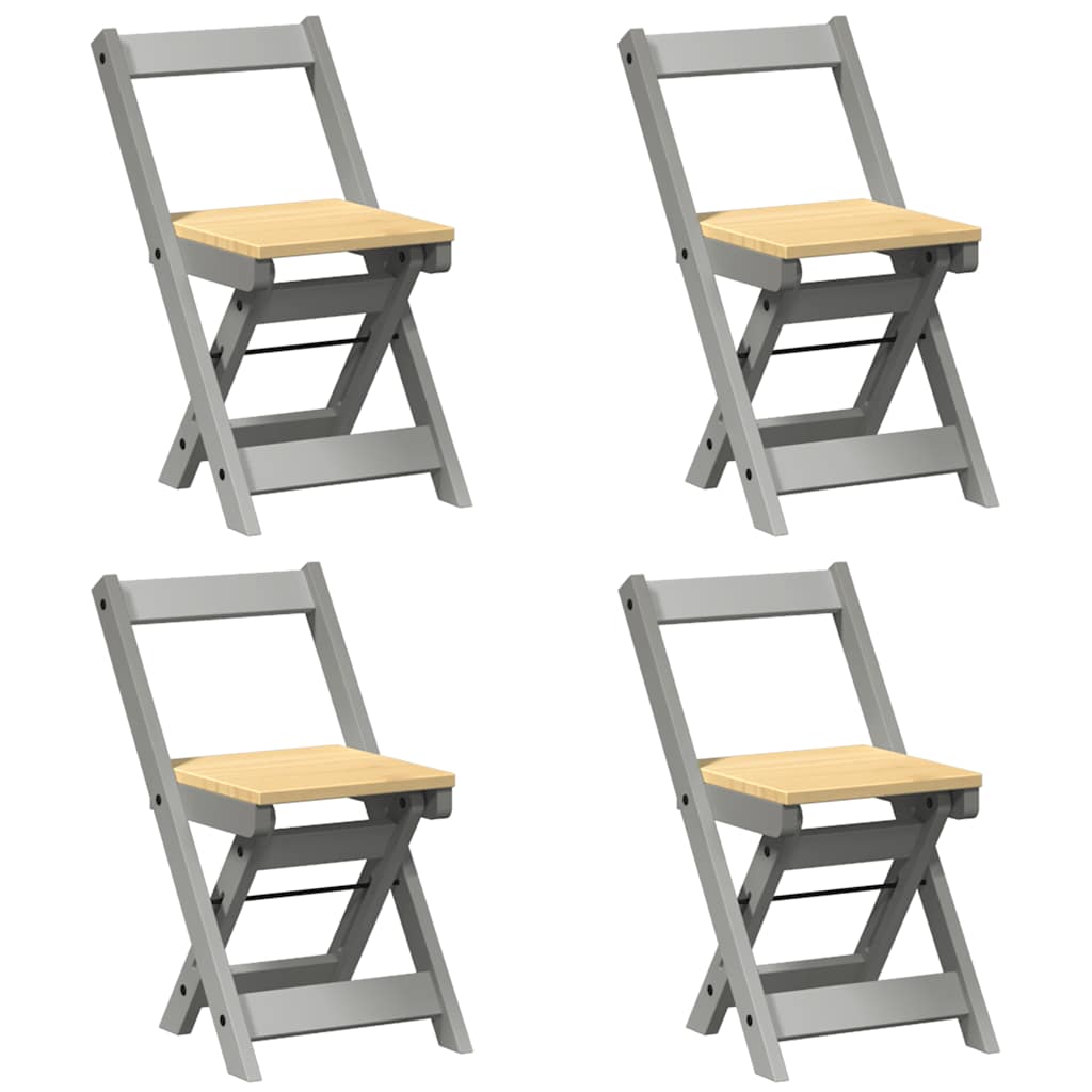 Eetkamerstoelen 4 st Corona inklapbaar massief grenenhout grijs