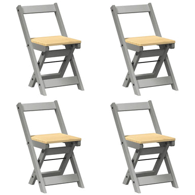 Eetkamerstoelen 4 st Corona inklapbaar massief grenenhout grijs