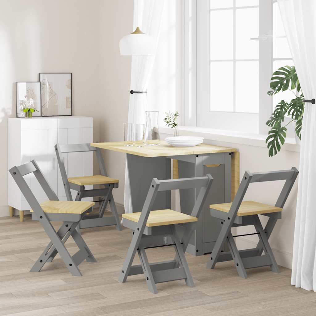 Eetkamerstoelen 4 st Corona inklapbaar massief grenenhout grijs