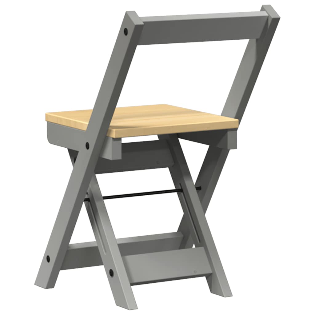 Eetkamerstoelen 4 st Corona inklapbaar massief grenenhout grijs