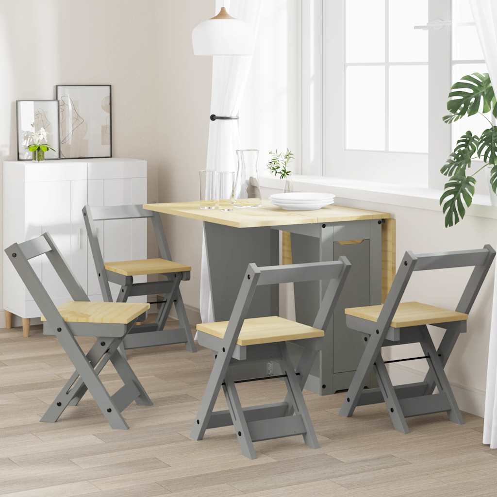 Eetkamerstoelen 4 st Corona inklapbaar massief grenenhout grijs