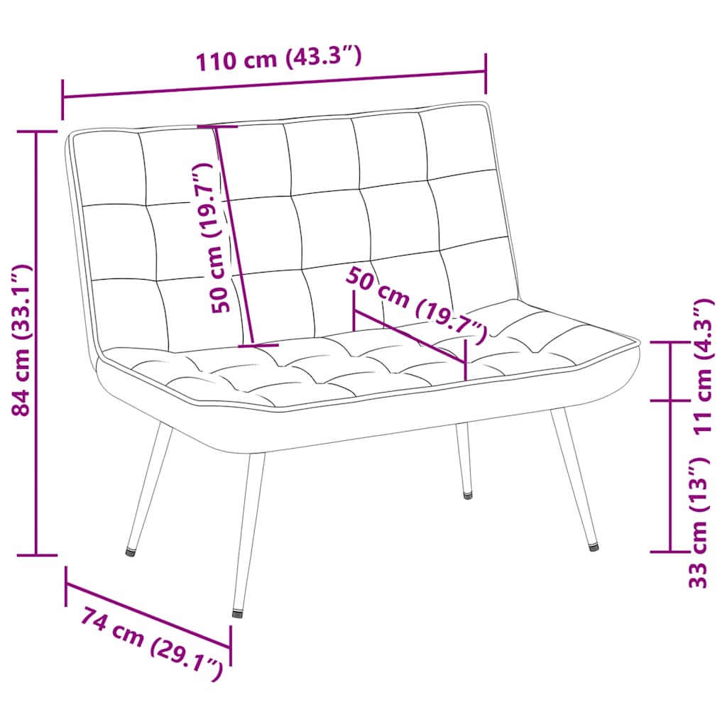 Bankje 110x74x84 cm fluweel zwart