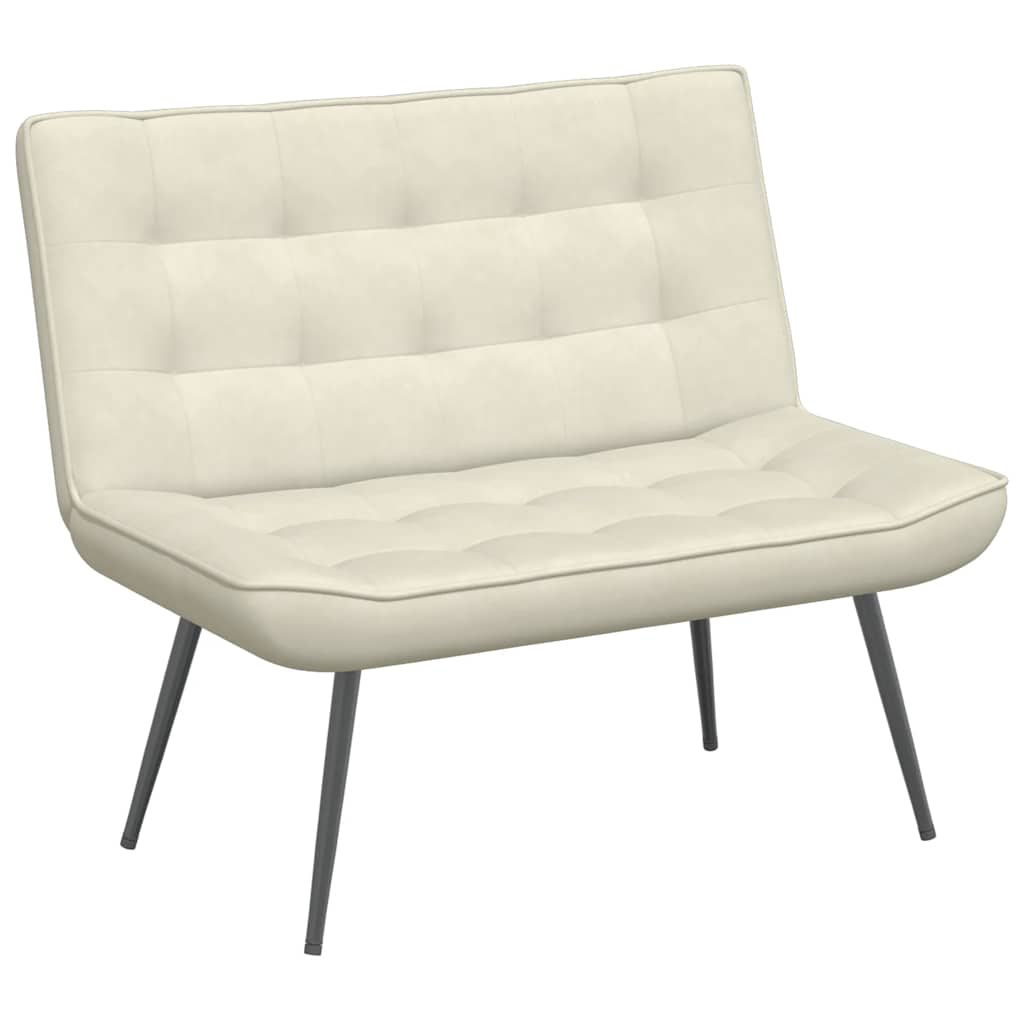 Bankje 110x74x84 cm fluweel crèmekleurig