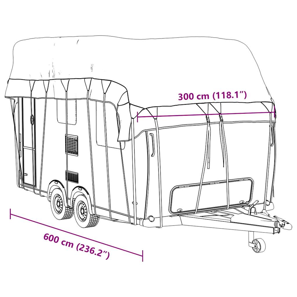 Caravan dakbedekking 600x300 cm vliesvlies grijs