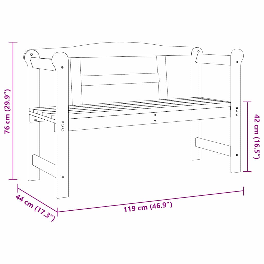 Tuinbank met opslag Bruin 119 x 44 x 76 cm Massief grenenhout