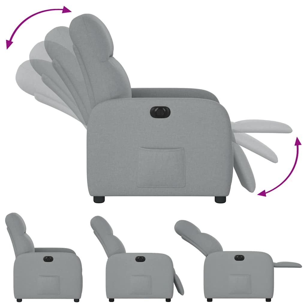 Fauteuil elektrisch verstelbaar stof lichtgrijs