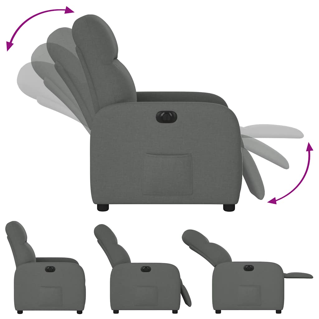 Fauteuil elektrisch verstelbaar stof donkergrijs