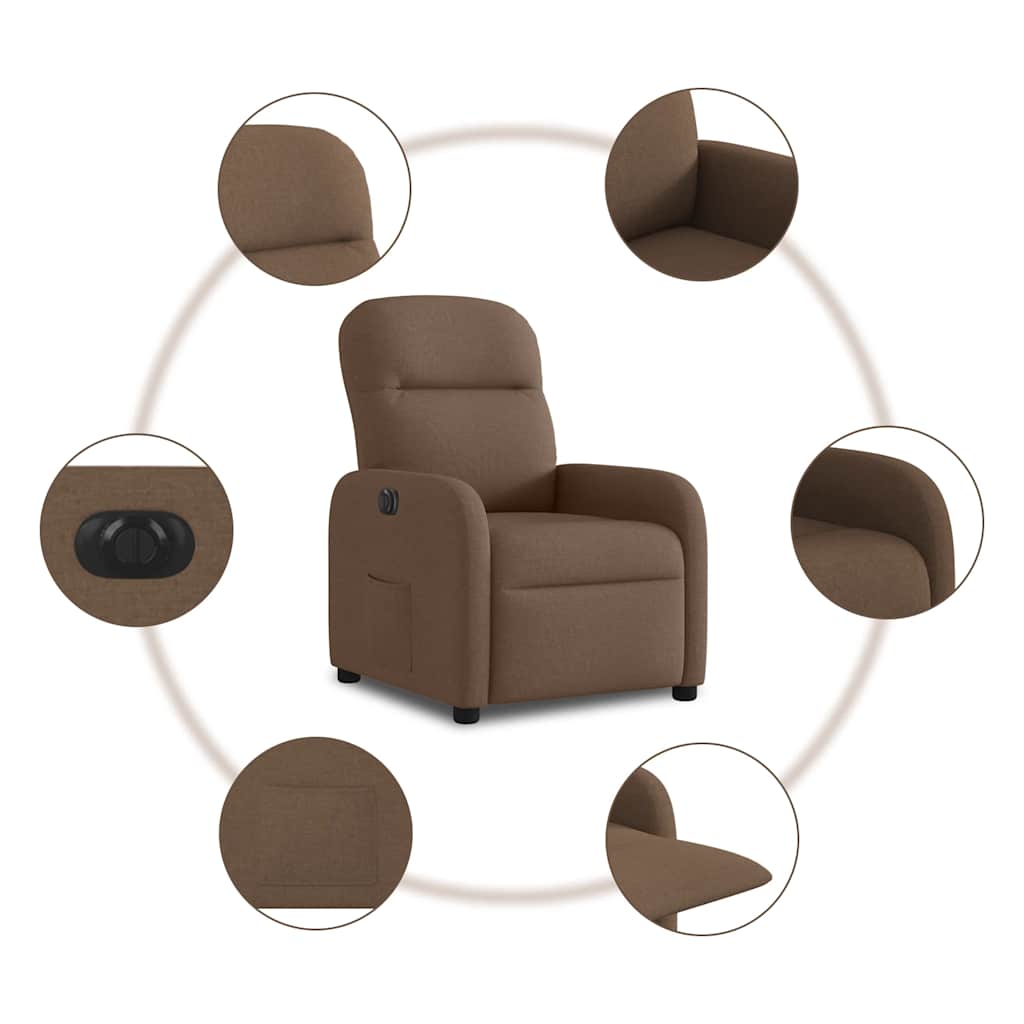 Fauteuil verstelbaar elektrisch stof bruin