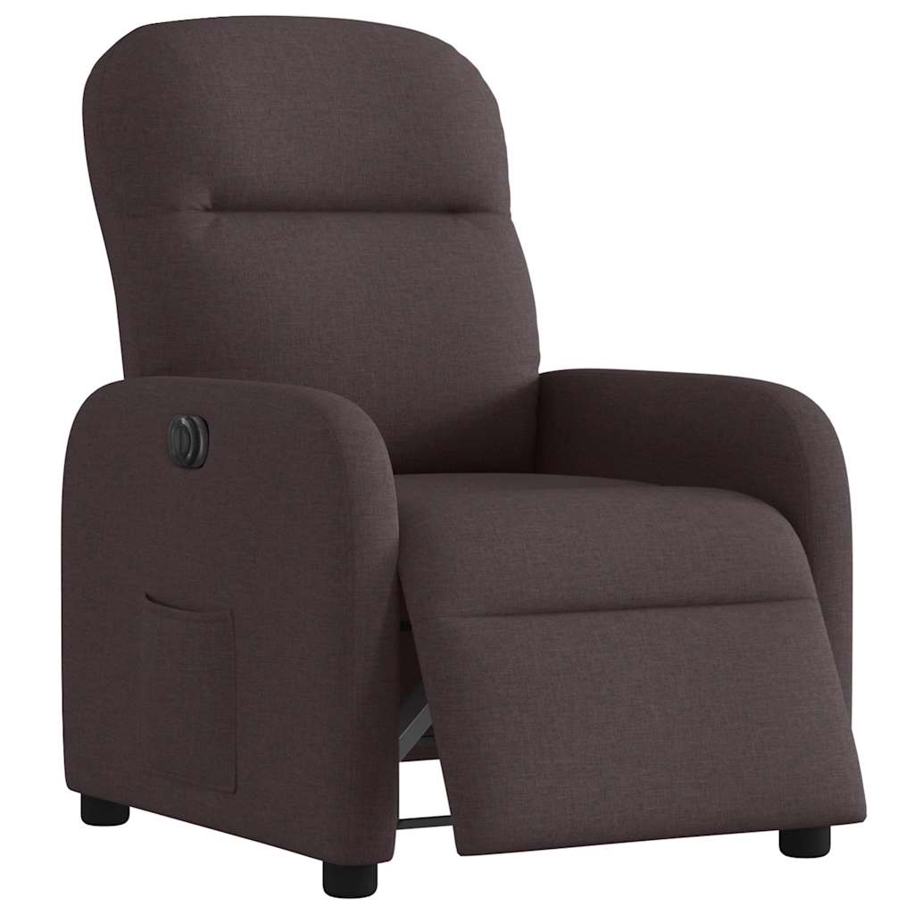 Fauteuil verstelbaar elektrisch stof donkerbruin