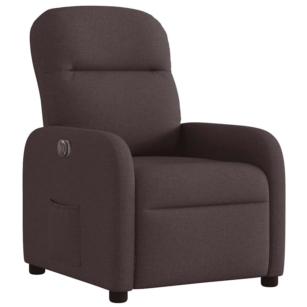 Fauteuil verstelbaar elektrisch stof donkerbruin