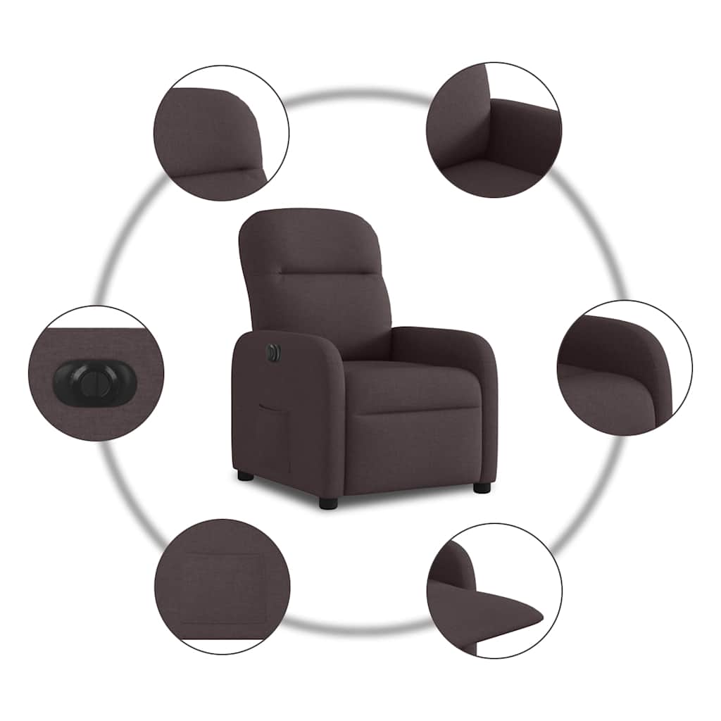 Fauteuil verstelbaar elektrisch stof donkerbruin