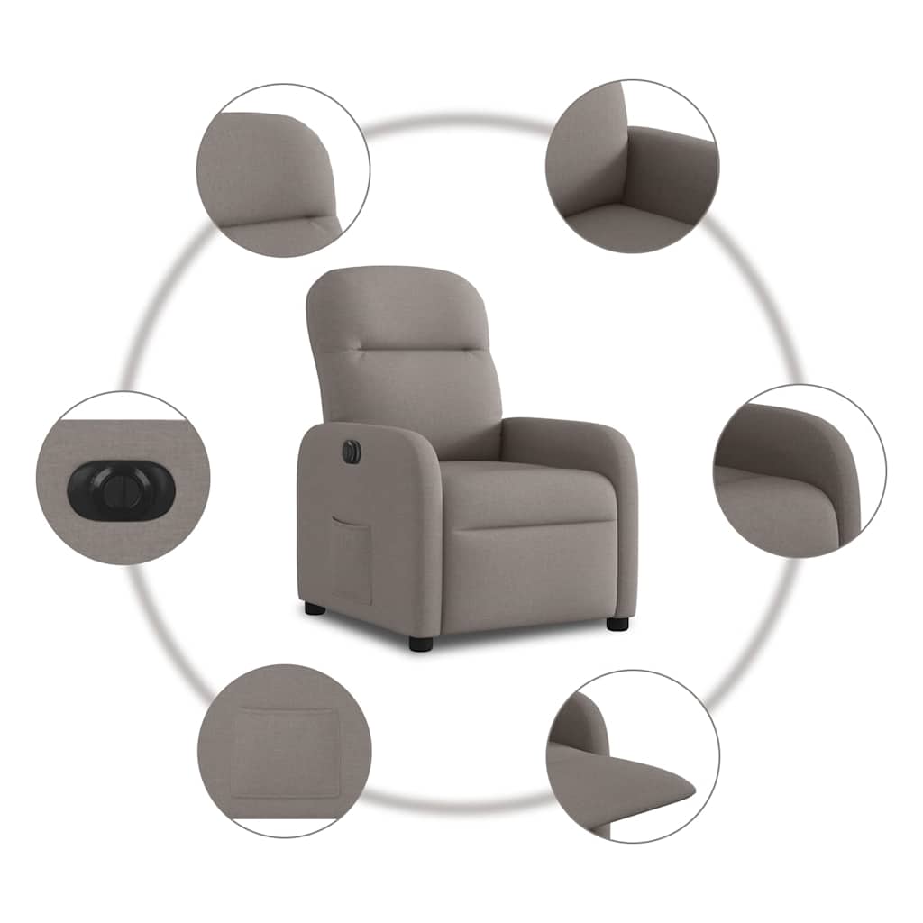 Fauteuil verstelbaar elektrisch stof taupe