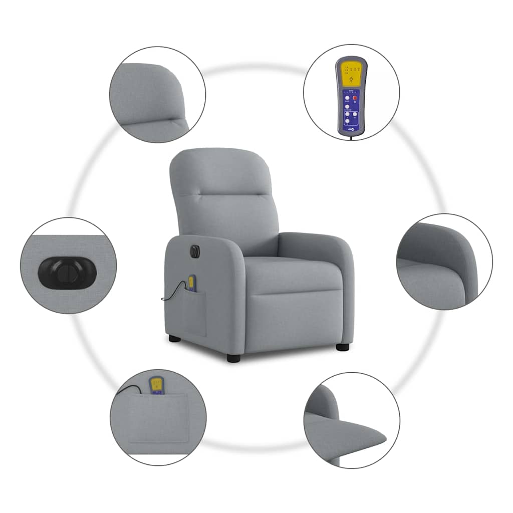 Massagestoel elektrisch verstelbaar stof lichtgrijs