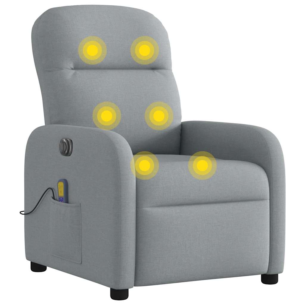 Massagestoel elektrisch verstelbaar stof lichtgrijs