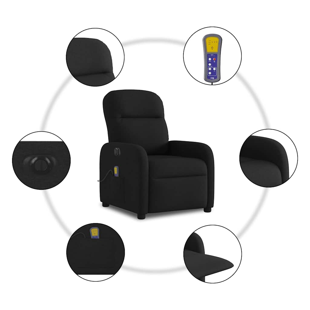 Massagestoel elektrisch verstelbaar stof zwart