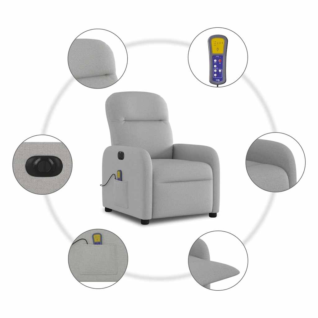 Massagestoel elektrisch verstelbaar stof wolk grijs