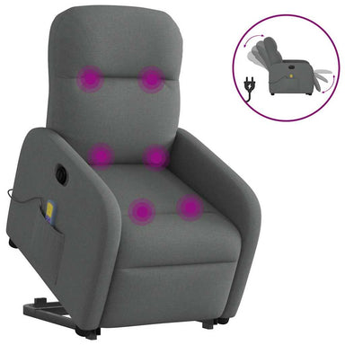 Sta-op-massagestoel elektrisch verstelbaar stof donkergrijs