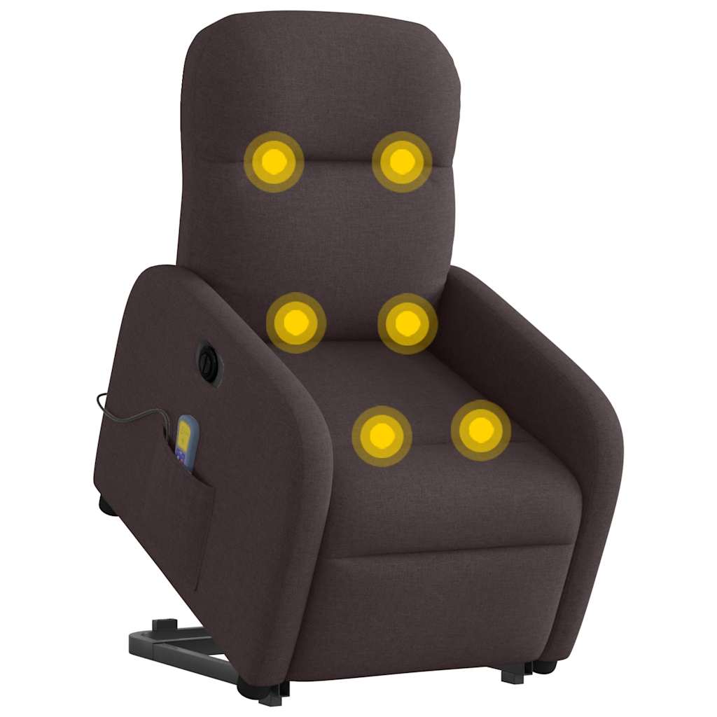 Sta-op-massagestoel elektrisch verstelbaar stof donkerbruin