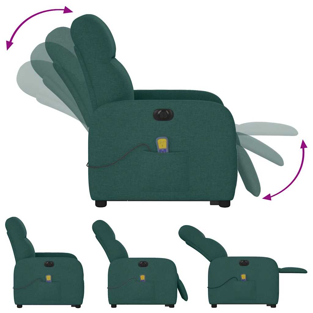 Sta-op-massagestoel elektrisch verstelbaar stof donkergroen