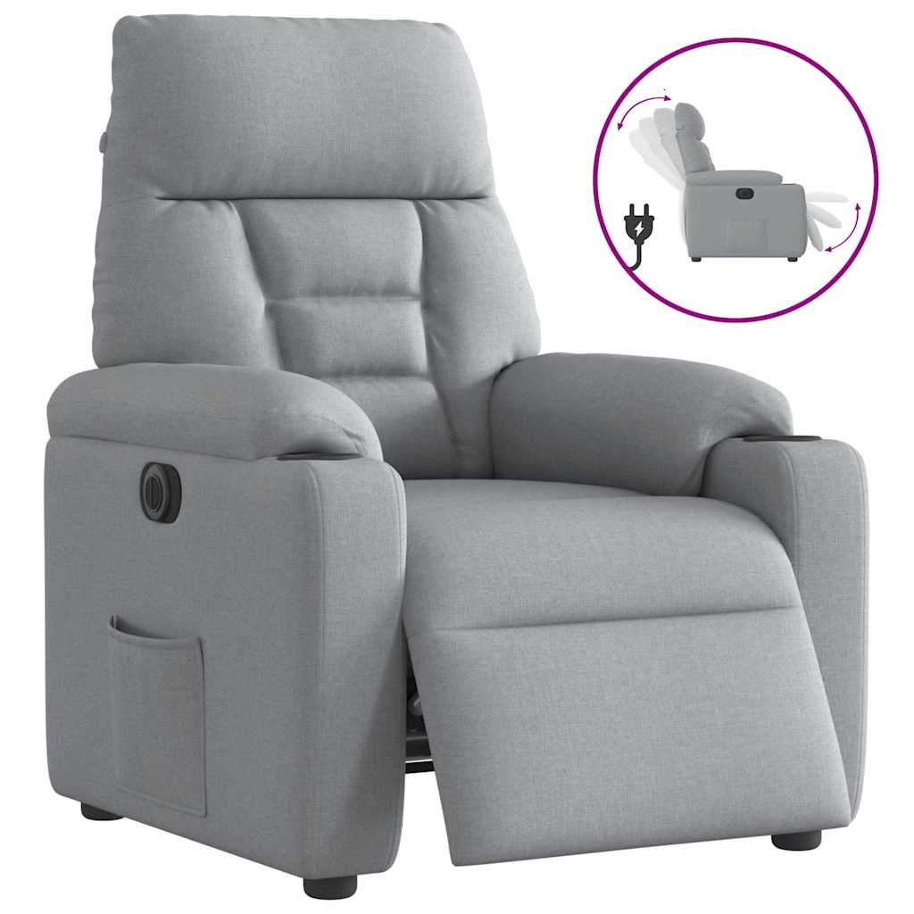 Fauteuil elektrisch verstelbaar stof lichtgrijs