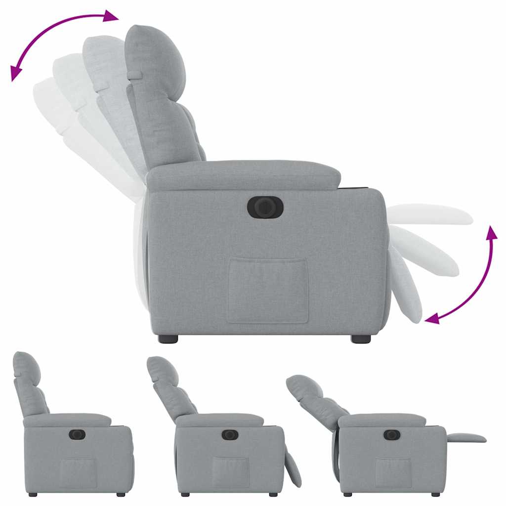 Fauteuil elektrisch verstelbaar stof lichtgrijs