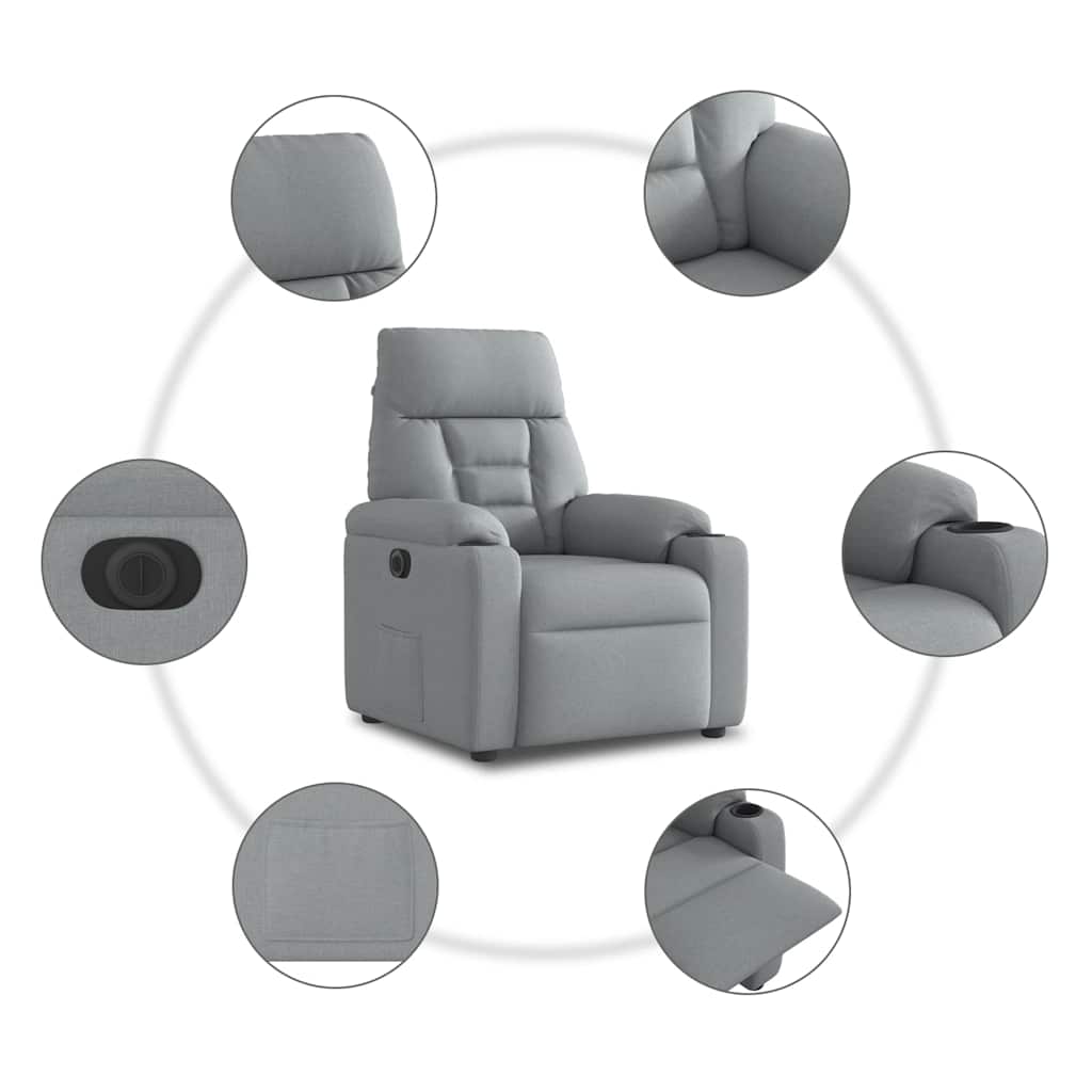 Fauteuil elektrisch verstelbaar stof lichtgrijs