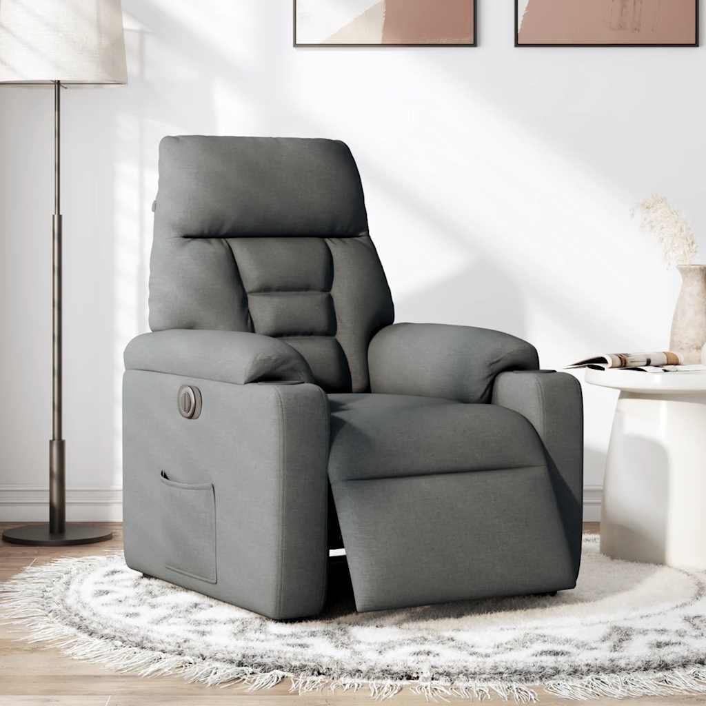 Fauteuil elektrisch verstelbaar stof donkergrijs