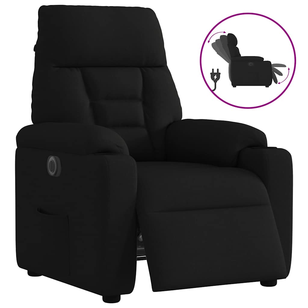 Fauteuil verstelbaar elektrisch stof zwart